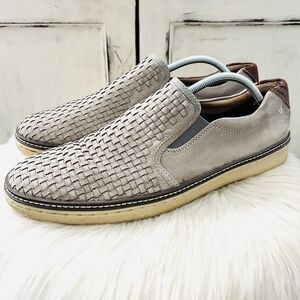 J&M Gray Woven Sheepskin Slip on Loafers Boating Shoes - Mens Size 12M